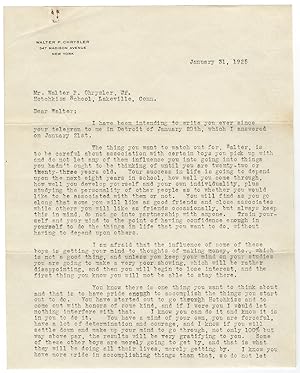Walter Chrysler Advises His Son and Namesake to Complete What He Starts