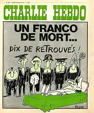 "CHARLIE HEBDO N°258 du 23/10/1975" REISER : UN FRANCO DE MORT DIX DE RETROUVÉS!