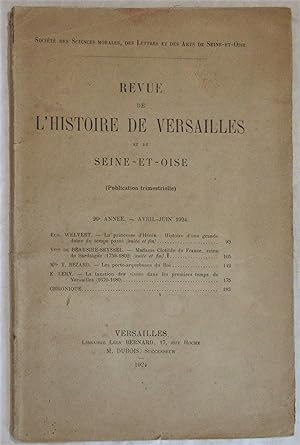 Revue de l'Histoire de Versailles et de Seine-et-Oise 26e année - Avril-Juin 1924 : Les Porte-Arq...