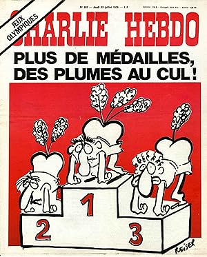 "CHARLIE HEBDO N°297 du 22/7/1976" REISER : JEUX OLYMPIQUES / PLUS DE MÉDAILLES, DES PLUMES AU CUL