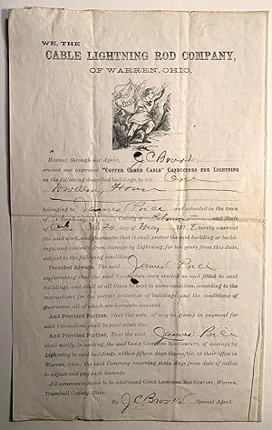 Cable Lightning Rod Company Warranty, Warren, Ohio May 1878