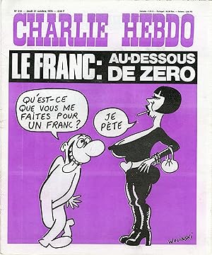 "CHARLIE HEBDO N°310 du 21/10/1976" WOLINSKI : LE FRANC AU-DESSOUS DE ZÉRO