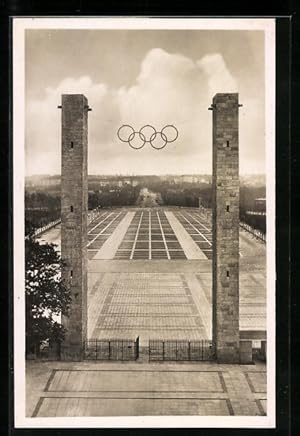 Ansichtskarte Berlin, Blick durch das Osttor auf dem Reichssportfeld, Olympia 1936