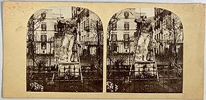 Italie, Naples, Villa Reale, Statue de Faune, vintage stereo print, ca.1870