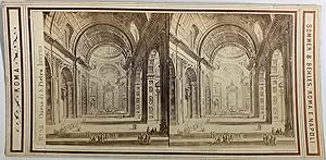Sommer & Behles, Italie, Rome, Basilique Saint-Pierre, Intérieur, vintage stereo print, ca.1870