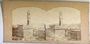 Italie, Florence, Palazzo Vecchio, vintage stereo print, ca.1865