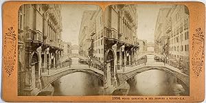 Andrieu, Italie, Venise, Ponts Canonica et des Soupirs, vintage stereo print, ca.1870