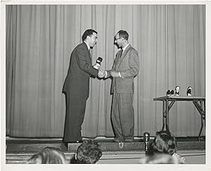 Original photograph of Ira Levin receiving an Edgar Award for his 1953 novel "A Kiss Before Dying"
