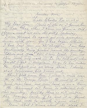 1907 - Letter to the owner of land in Louisiana advising him to hold on to the property as there ...