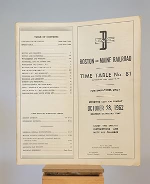 Boston and Maine Railroad Time Table No. 81 For Employees Only October 28, 1962