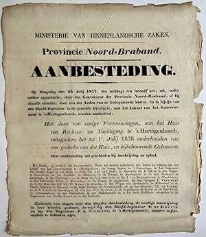 Publication / Affiche Brabant tender prison 1837 | Ministerie van Binnenlandsche zaken. Provincie...