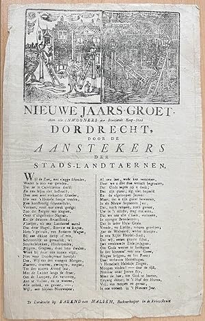 New years Wish ca 1800 | Nieuwe jaars-groet Dordrecht door de aanstekers der stads-landtaernen, B...