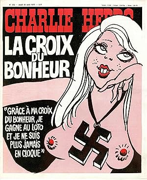 "CHARLIE HEBDO N°354 du 25/8/1977" CABU: LA CROIX DU BONHEUR / REISER: LES RESCAPÉS DE L'ÉTÉ POURRI