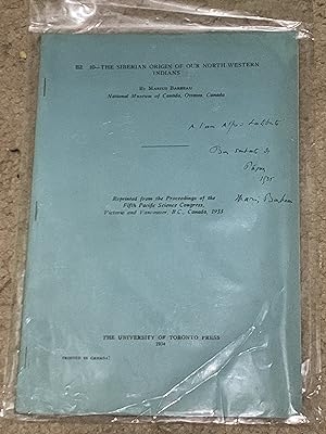 The Siberian Origin of our North-Western Indians (Signed Association Copy)