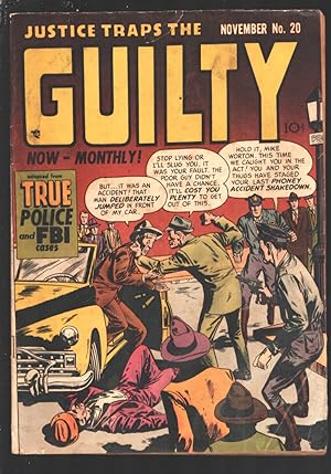 Justice Traps the Guilty #20 1950-Pre-code crime and violence-Accident shakedown racket-human car...