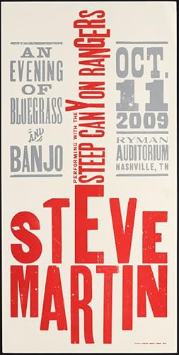 2009 American Concert Poster, Steve Martin (Bluegrass + Banjo)