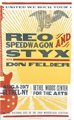 2017 American Concert Poster, Reo Speedwagon and Styx (with Don Felder), Numbered 63/100