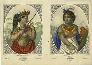 Native Women of America and Africa, lithograph