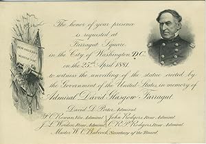 Invitation card to the unveiling of Admiral David Glasgow Farragut statue in Washington D.C.