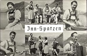 Ansichtskarte / Postkarte Musiker Inn-Spatzen, österreichische Trachten, Musikinstrumente, Akkord...