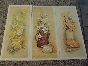 3 Vintage Floral Printd 1979 Scafa Tornebene Art 6 x 15
