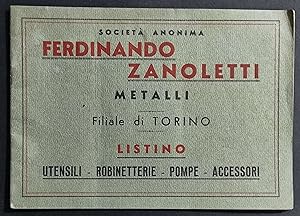 S.A. F. Zanoletti Metalli - Listino - Utensili-Robinetterie-Pompe-Accessori