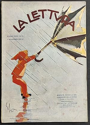 Rivista La Lettura n.11 - 1931 - Copertina Illustrata - Corriere della Sera