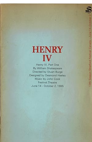 Henry IV - Stratford Festival Theatre Programme June 14 - September 2, 1965