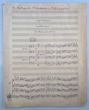 Autograph music manuscript "Zwölftonspiel für Klavier zu vier Händen" with place, date and signat...