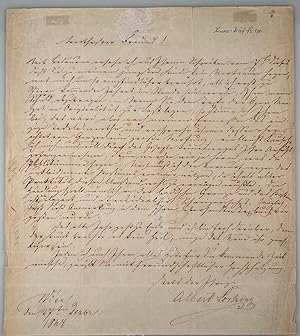 Autograph letter with date, place, adress and signature.
