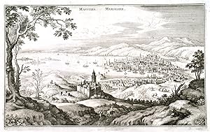 MASSILIA. MARSEILLE. Panoramic view of the French port from the surrounding hills. Engraved by ...