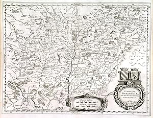 UTRIUSQUE BURGUNDIAE, TUM DUCATUS TUM COMITATUS DESCRIPTIO. Map of the French Burgundy wine reg...