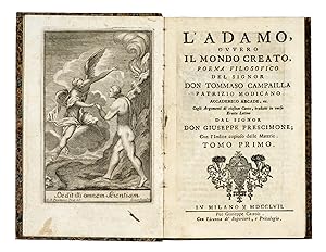 L'Adamo, ovvero Il Mondo Creato. Poema filosofico.Cogli Argomenti di ciascun Canto, tradotti in v...