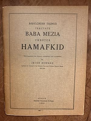 Babylonian Talmud Tractate Baba Mezia Chapter Hamafkid With translation into Hebrew, commentary w...