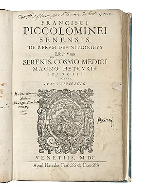 De Rerum Definitionibus Liber Unus. Serenis.mo Cosmo Medici. dicatus.