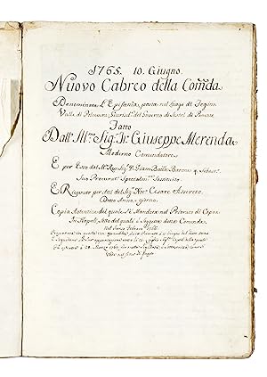 Nuovo Cabreo della Commenda. 10 Giugno 1765. Denominata l'Epifania, posta nel luogo di Fegino. Va...