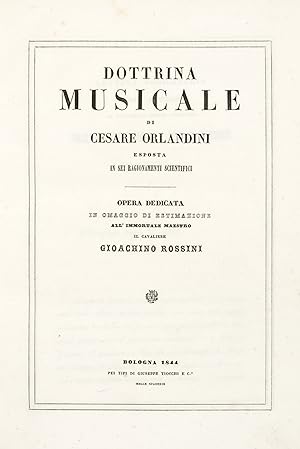 Dottrina musicale, esposta in sei ragionamenti scientifici. Opera dedicata in omaggio di estimazi...