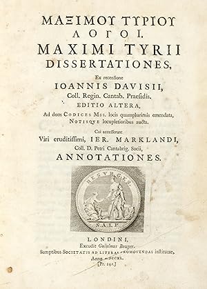 Dissertationes, ex recensione Ioannis Davisii.Editio altera. Cui accesserunt. Ier. Marklandi, ann...