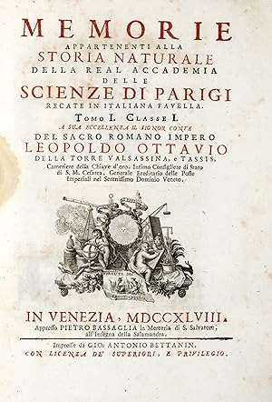 Memorie appartenenti alla Storia Naturale della Real Accademia delle Scienze di Parigi recate in ...