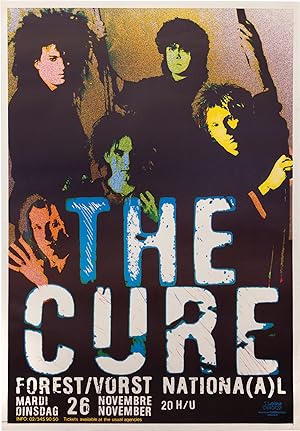 Original tour poster for a performance by the Cure at Forest National in Belgium on November 26, ...