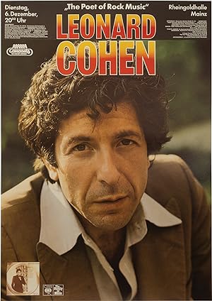 Original Leonard Cohen German concert poster for a (canceled) performance at Rheingoldhalle Mainz...