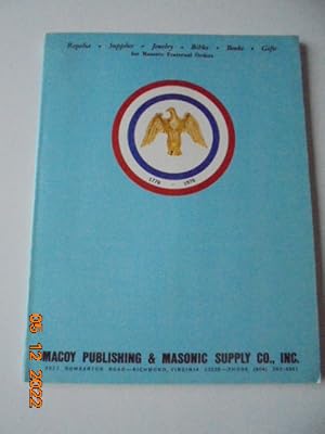 Macoy Publishing & Masonic Supply Company Catalog No.102 (1975): Regalia, Supplies, Jewelry, Bibl...