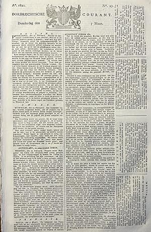 Newspaper Dordrecht 1822 | Dordrechtsche courant 7 maart 1822, no 29, Blussé & Comp Dordrecht, 1 p.