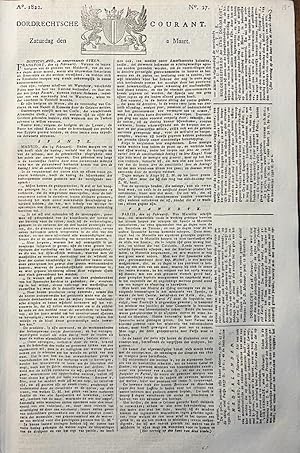 Newspaper Dordrecht 1822 | Dordrechtsche courant 2 maart 1822, no 27, Blussé & Comp Dordrecht, 1 p.