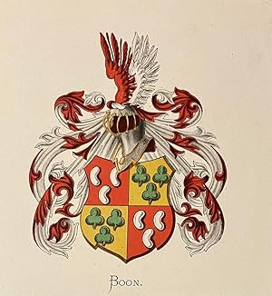 [Heraldic coat of arms] Coloured coat of arms of the Boon family, family crest, 1 p.