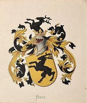 [Heraldic coat of arms] Coloured coat of arms of the Boot family, family crest, 1 p.