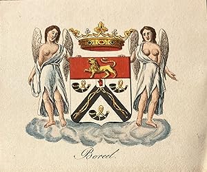 [Heraldic coat of arms] Coloured coat of arms of the Boreel family, family crest, 1 p.