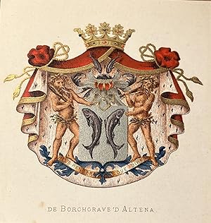[Heraldic coat of arms] Coloured coat of arms of the De Borchgrave de Altena family, family crest...