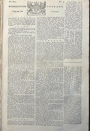 Newspaper Dordrecht 1822 | Dordrechtsche courant 8 januari 1822, no 4, Blussé & Comp Dordrecht, 1 p.