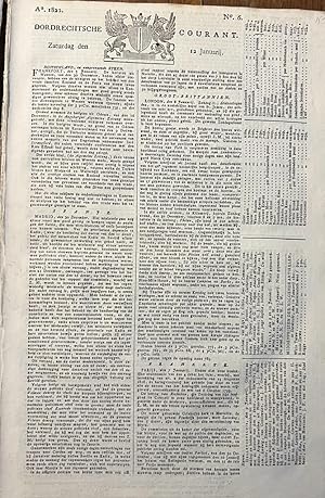 Newspaper Dordrecht 1822 | Dordrechtsche courant 12 januari 1822, no 6, Blussé & Comp Dordrecht, ...